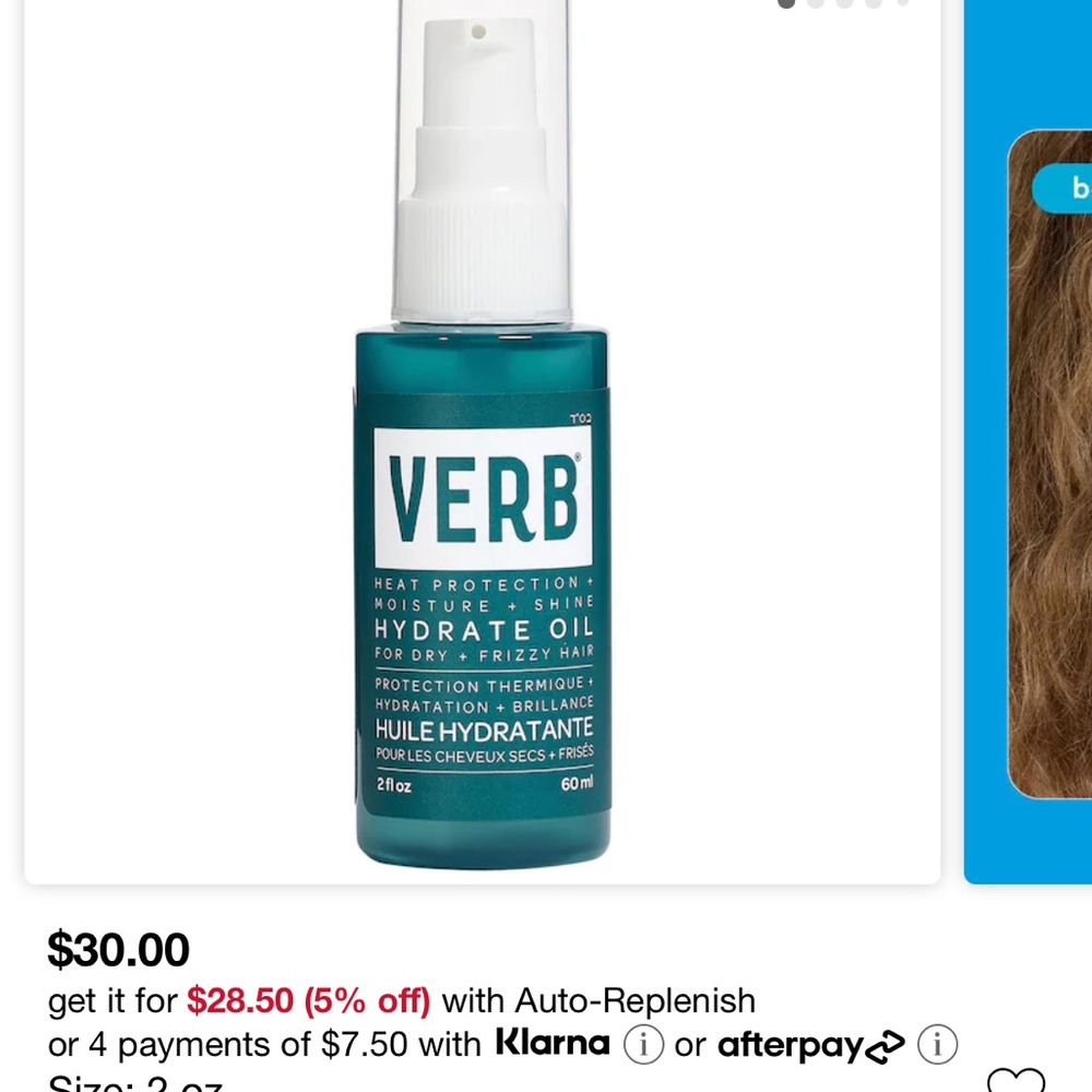 Brand New Unused Verb Hydrate Oil for Hair
